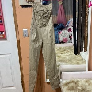 Beige strapless jumpsuit size small new